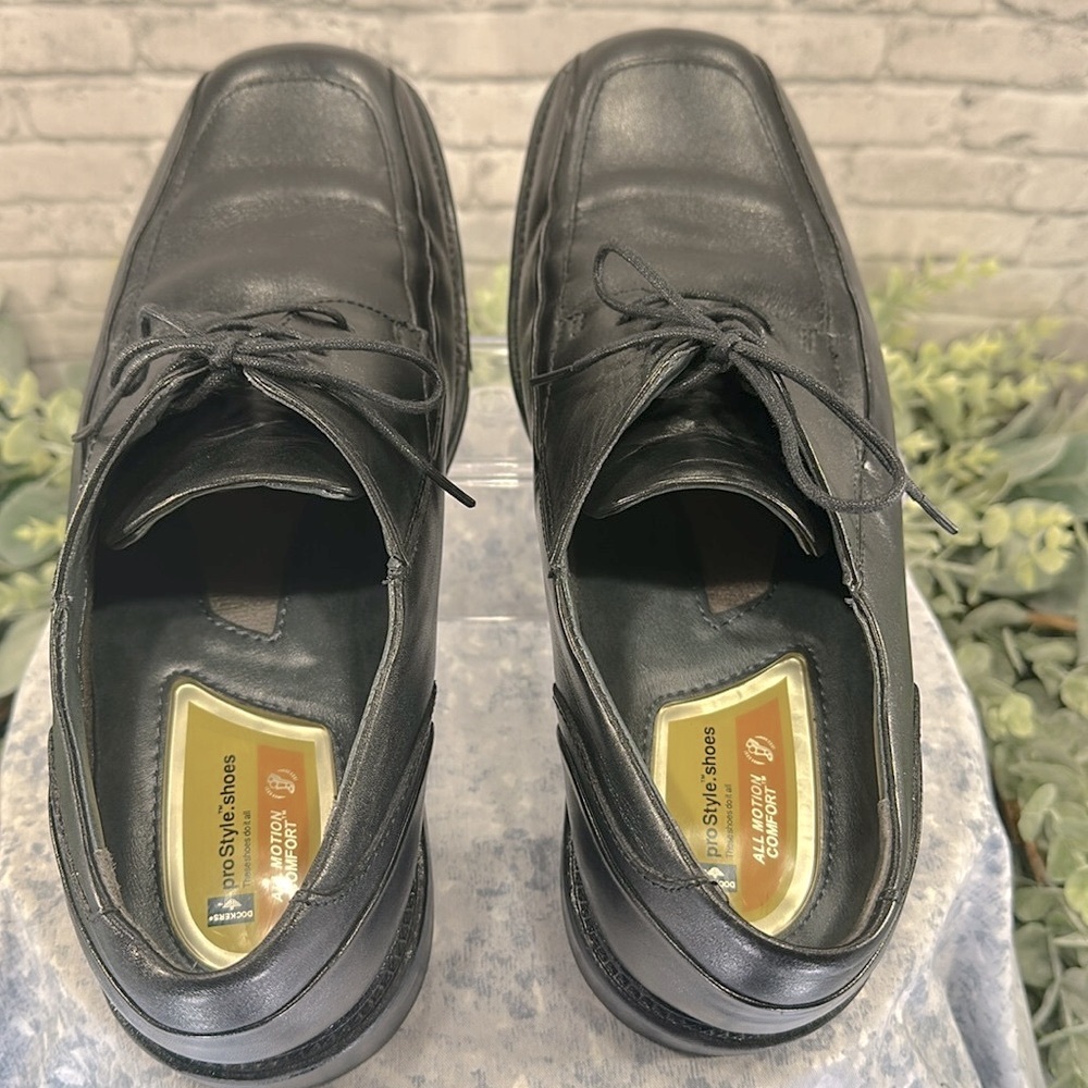 DOCKERS “Perspective” Black Leather Square Toe Dress Oxfords Mens 9.5M🖤VGUC - Picture 7 of 11